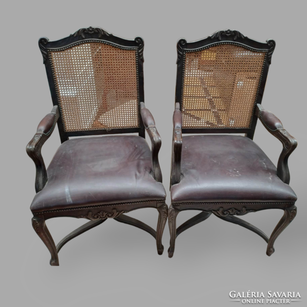 Pair of baroque chair and armchair