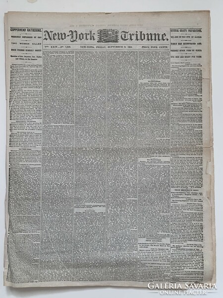 New York Tribune newspaper, September 9, 1864 edition, in original condition
