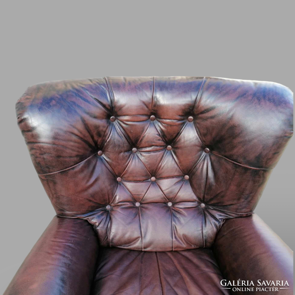Original brown chesterfield relax leather armchair