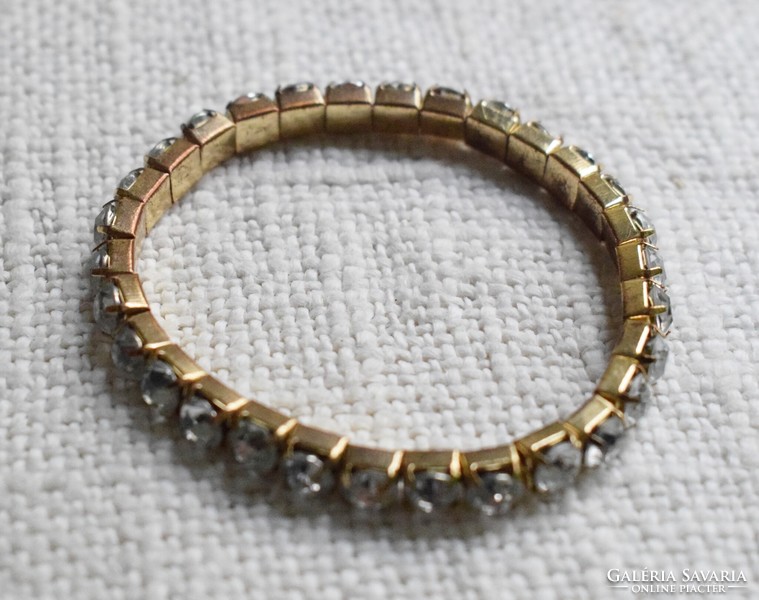 Bracelet, rhinestone glass, rubber 18 cm, inner diameter 6 cm