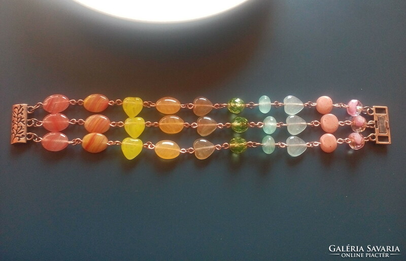 High quality Czech pressed glass beads bracelet with light colored beads
