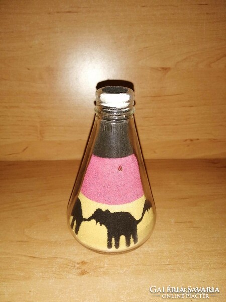 Nagyon érdekes kézzel készült töltött színezett homokal töltött palack kézműves remekmű (po-4)