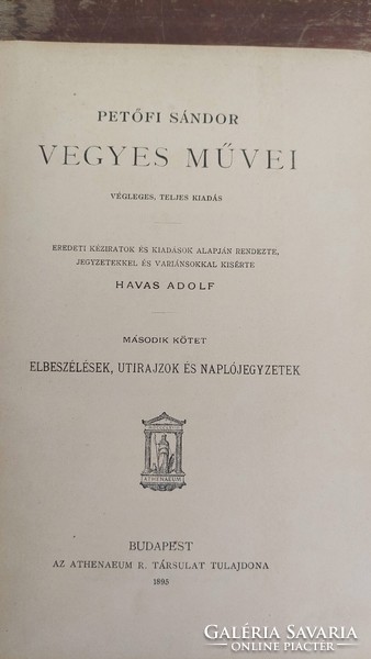 Petőfi Sándor vegyes művei aranyozott lapszél 1895 (100)