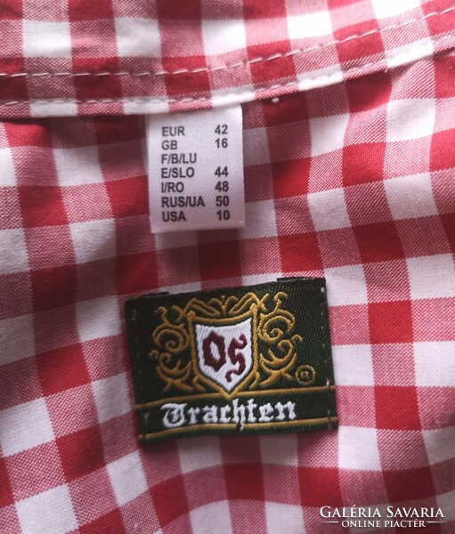 Os trachten 42 blouse, Bavarian wear, checkered women's shirt
