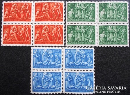 S775-7n / 1943 Christmas stamp series postal clean block of four