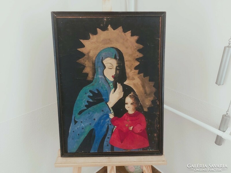 (K) old signed painting of a saint with a frame 47x65 cm
