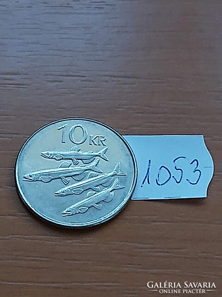 Iceland 10 kroner 2008 steel with nickel plating, hooded fish 1053