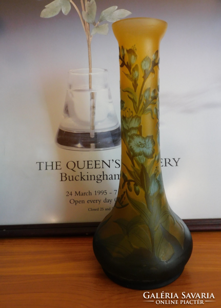 Gallé style glass vase 31 cm