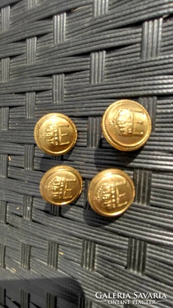 4 Horthy-era extra officer gold-colored buttons, very nice condition!