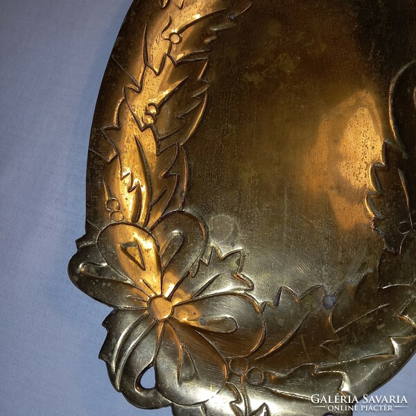 Heavy, copper, table serving bowl, tray, letter holder,
