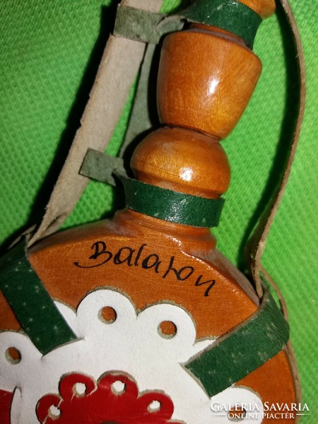 Old 1977. Small travel souvenir shop wall-mounted wooden water bottle on balat 12 x 6 cm as shown in the pictures