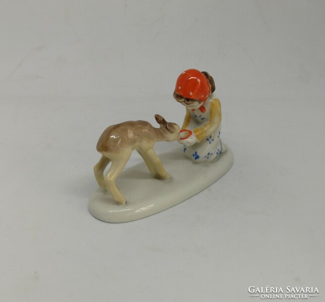 Little deer feeding metzler ortloff ilmenau porcelain 