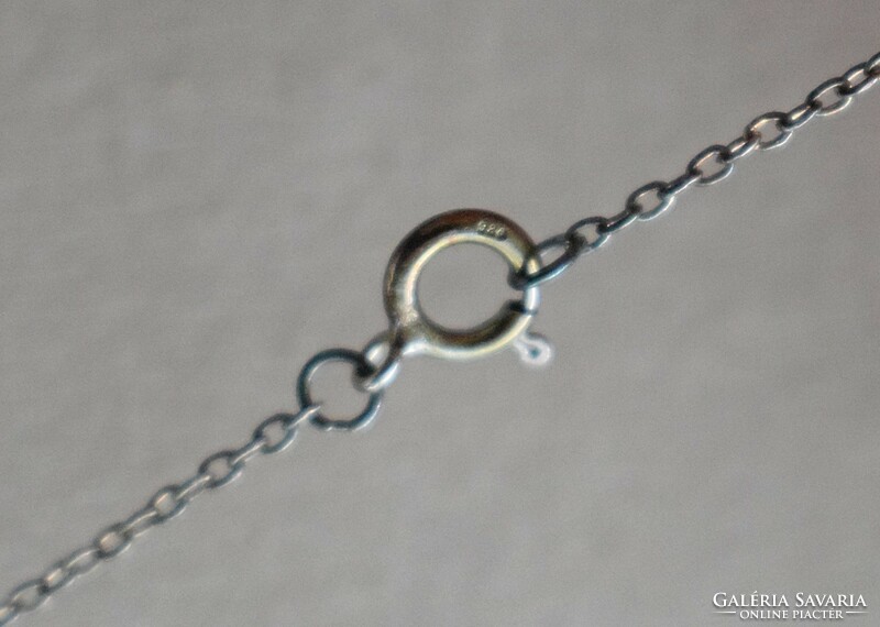 Necklace heart-shaped rose quartz stone pendant, 48 cm, silver