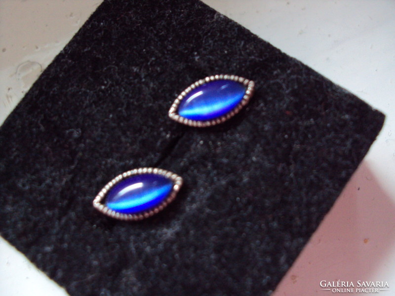 Silver earrings with blue mask eyes