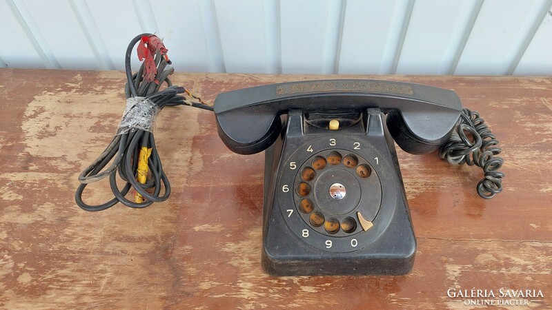 Old dial telephone, black