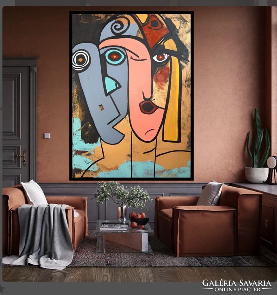 Contemporary Hungarian painter forray nory art deco robot 50x70 cm acrylic canvas original painting