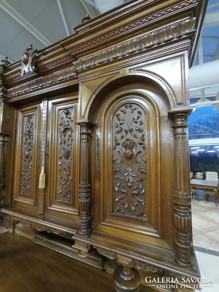 Neo-Renaissance giant walnut serving cabinet