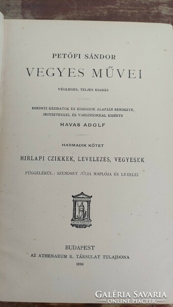 Mixed works of Sándor Petőfi, gilt edge 1895 (100)