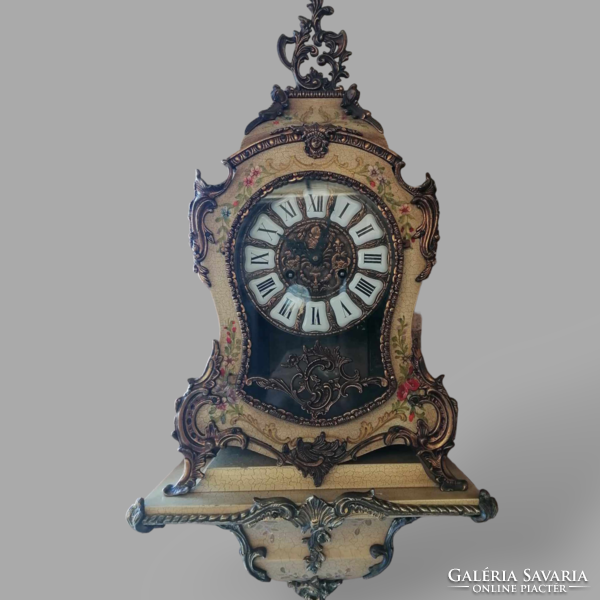 Boulle fireplace clock with wall bracket