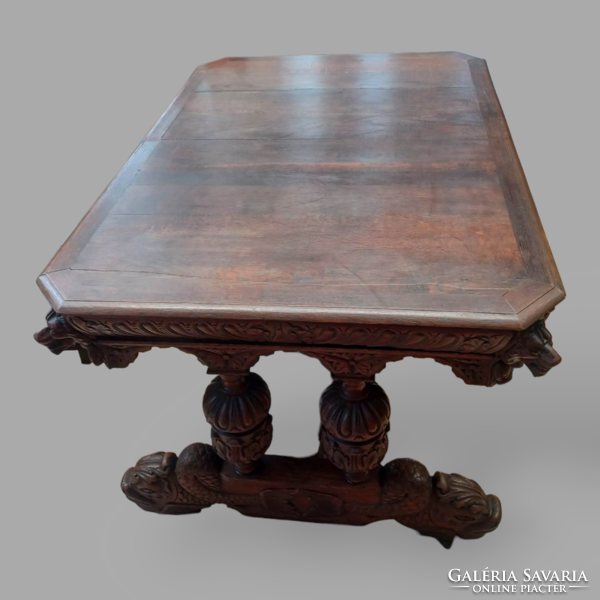 Antik neoreneszánsz étkező asztal - íróasztal