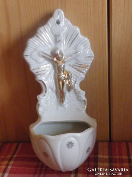 Old numbered (147) porcelain holy water holder