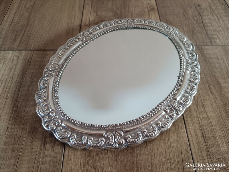 Old silver framed wall mirror