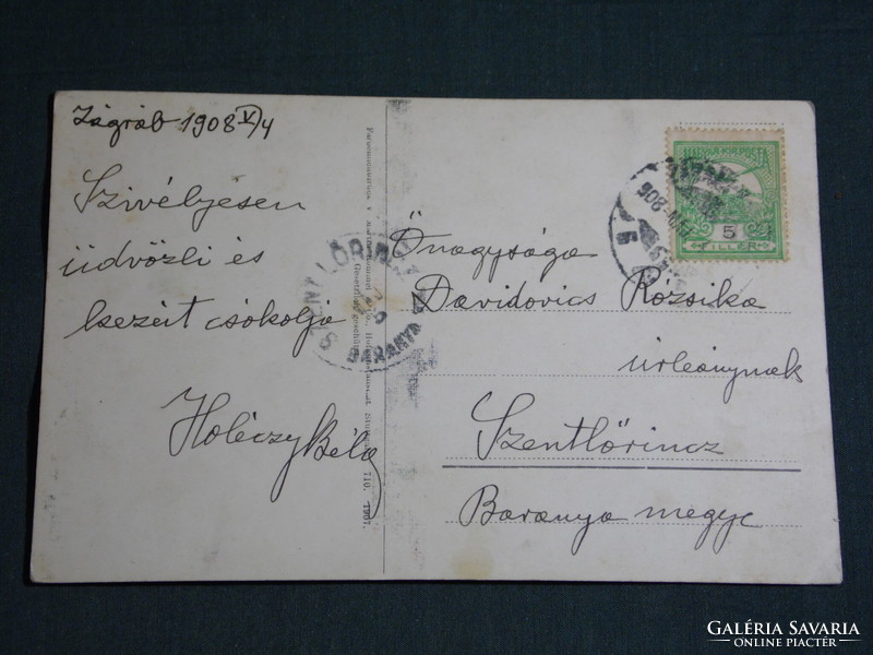 Képeslap,Postcard, gyümölcsfa, barack, 1908