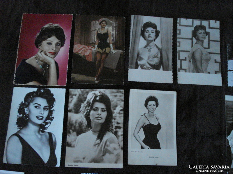 7 Sophia Loren postcards - photo sheets