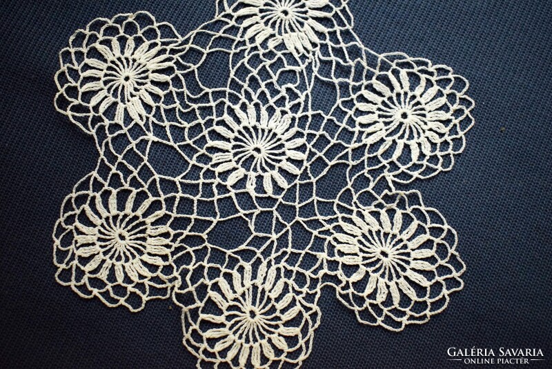 Crocheted lace, needlework decorative tablecloth, 19.5 cm