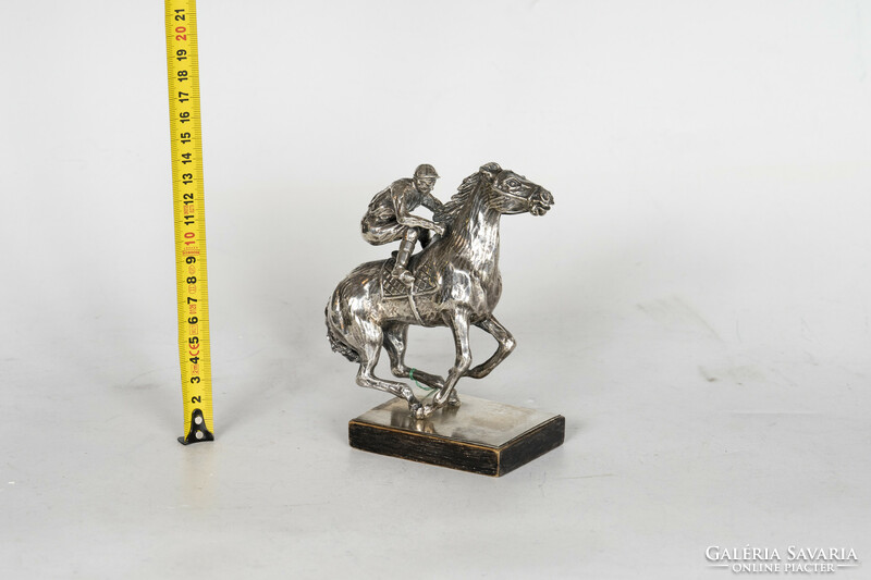 Silver statue - racehorse with jockey
