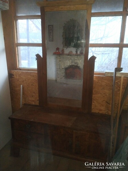 Retro hall cabinet, small cabinet with mirror