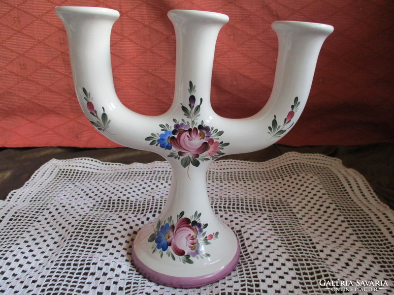 Three-pronged beautifully painted floral pattern candle holder