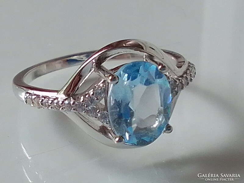 Topaz gemstone modern silver ring, wonderful sparkle!