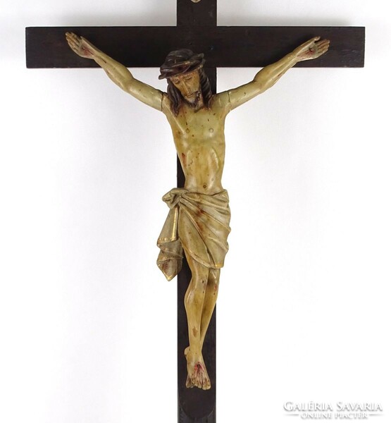 1Q182 large wooden crucifix with carved Jesus 85 cm
