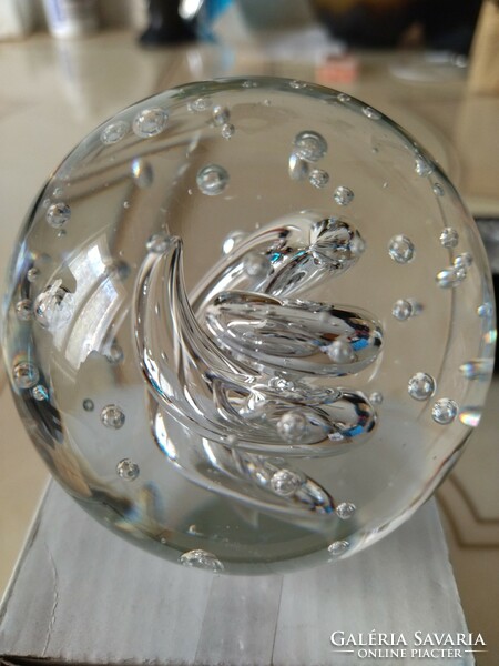 Beautiful heavy patterned lead crystal ball ornament, paperweight