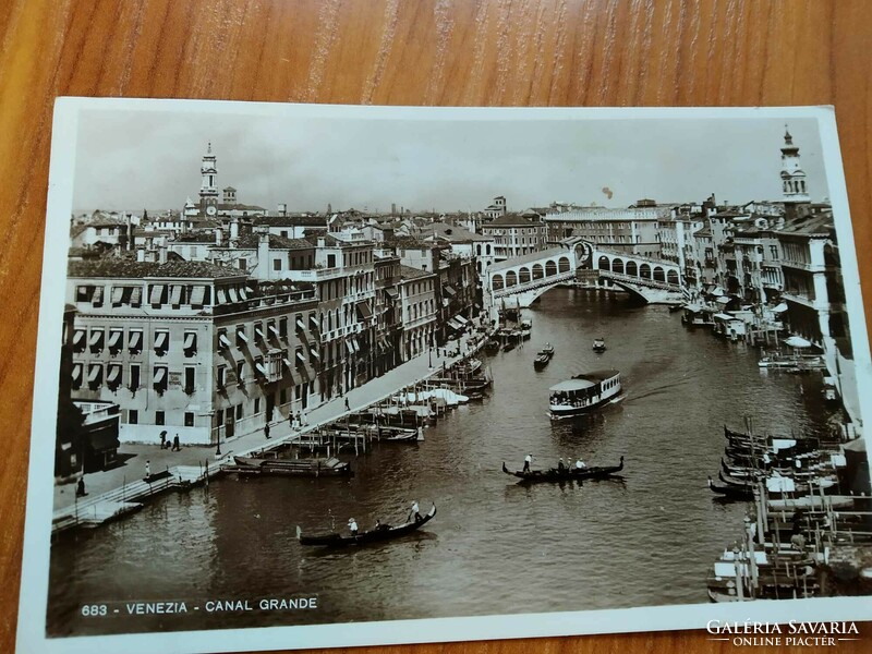 Antik képeslap, Olaszország, Canal Grande, bélyegezve 1939
