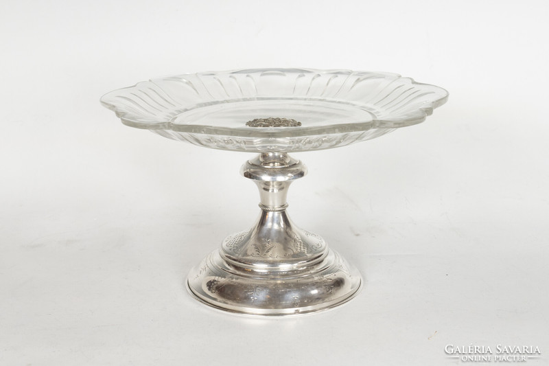 Silver centerpiece with flower-shaped glass