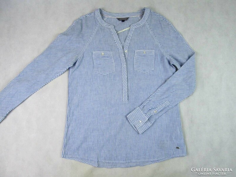 Original tommy hilfiger (s) long-sleeved women's light linen-cotton top