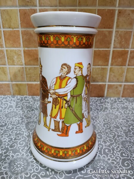 Hollóházi conquest, seven leaders giant jug, cup