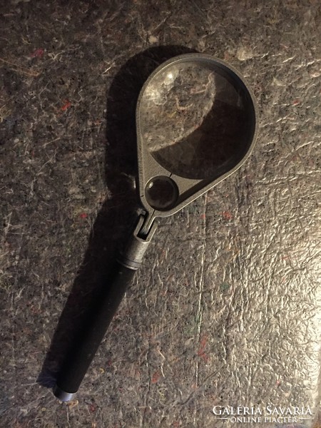 Old manual magnifying glass with a handle, 2 lenses in a metal frame (206)