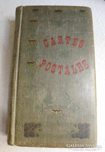 Postcard album collector organizer, antique, art nouveau, 116 sheets for arranging 696 postcards 24x39x8cm