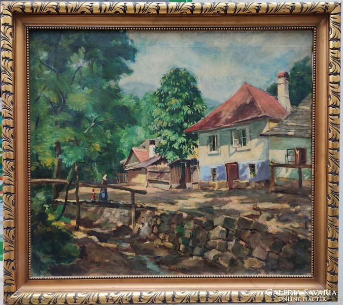 Magyar festő, ( 1930 körül ) Napsütéses utca