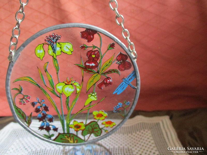 Painted glass hanging ornament