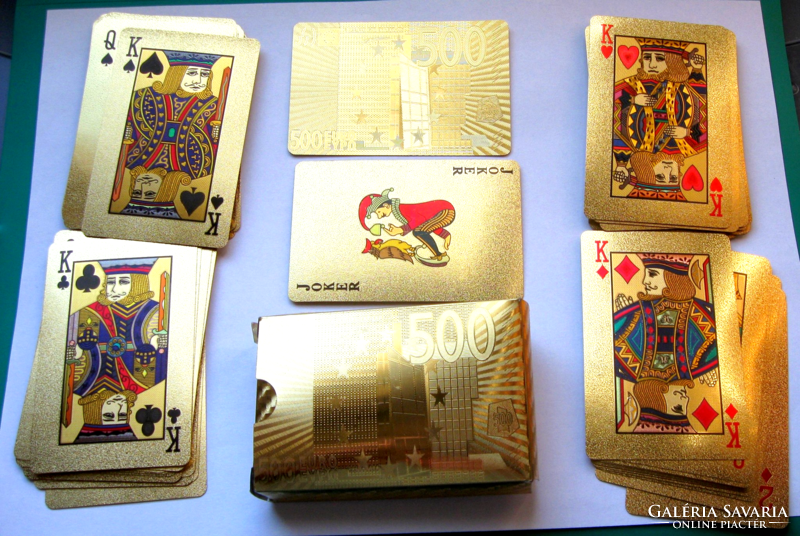 Plastic French card package - 500 euros with back cover pattern - gold color - 52 + 2 cards
