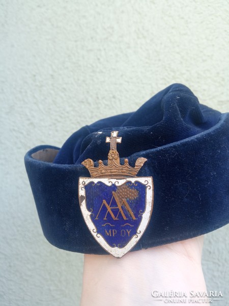 School cap, fog-cutter/pilotka style - with badges - blue velvet