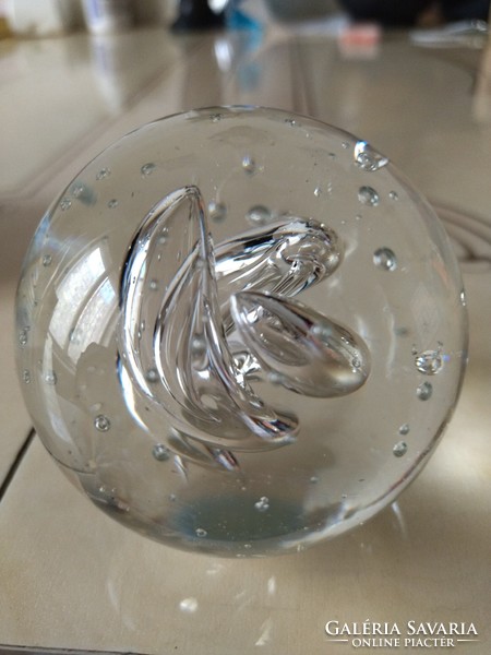 Beautiful heavy patterned lead crystal ball ornament, paperweight