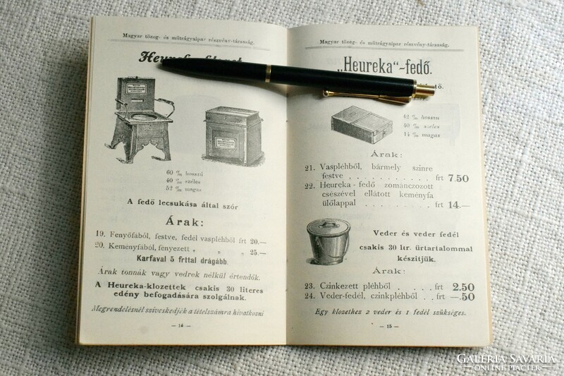 Hungarian Peat and Fertilizer Industry Joint Stock Company, peat and peat closet price list, 1897