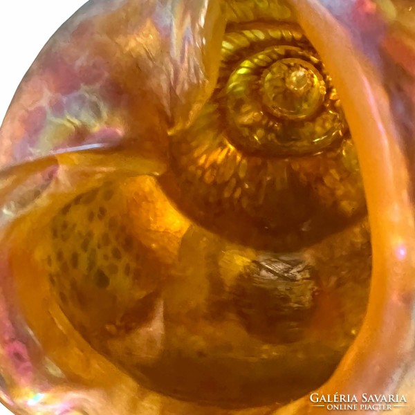 Loetz kagyló váza irizáló csodás lazacszín - M1036