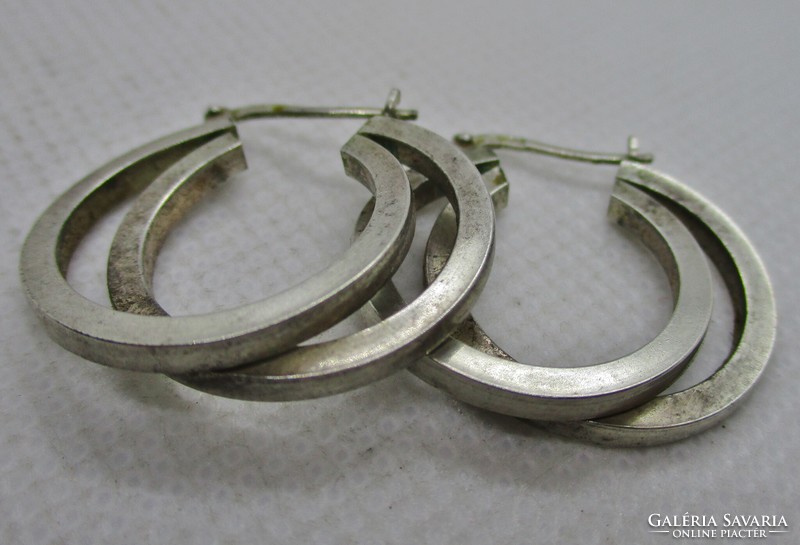 Beautiful old double silver hoop earrings