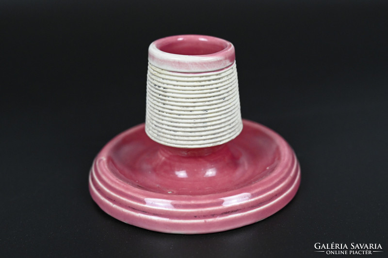 Antique Zsolnay porcelain pink candle holder